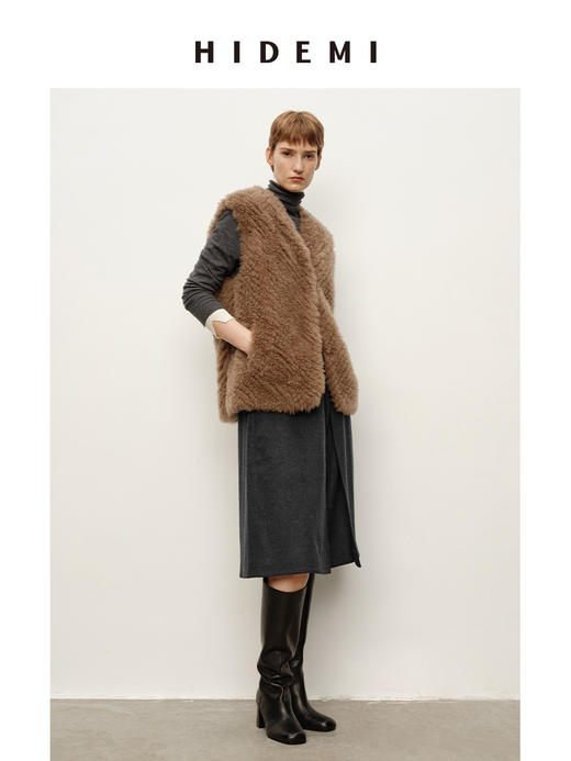 HIDEMI 进口羊毛极简显瘦立体翻折双层毛呢五分裤中裤配靴神裤 商品图7