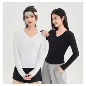 2025冬季新款【梦惠妮 压褶收腰瘦瘦T】99元任选3件！（V领/圆领）长袖打底衫 3D立体裁剪 冬季百搭 舒适亲肤  #M663