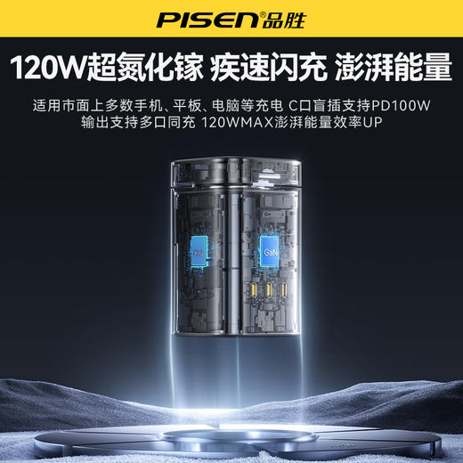 品胜120W氮化镓桌面充电器站Type-C多口快充100W插座qi2磁吸充支架适用苹果16华为手机电脑耳机手表 商品图2