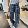 卷卷紫美式风格纹垂感直筒裤 面料软糯有垂感 宽松舒适 复古慵懒休闲百搭 商品缩略图1