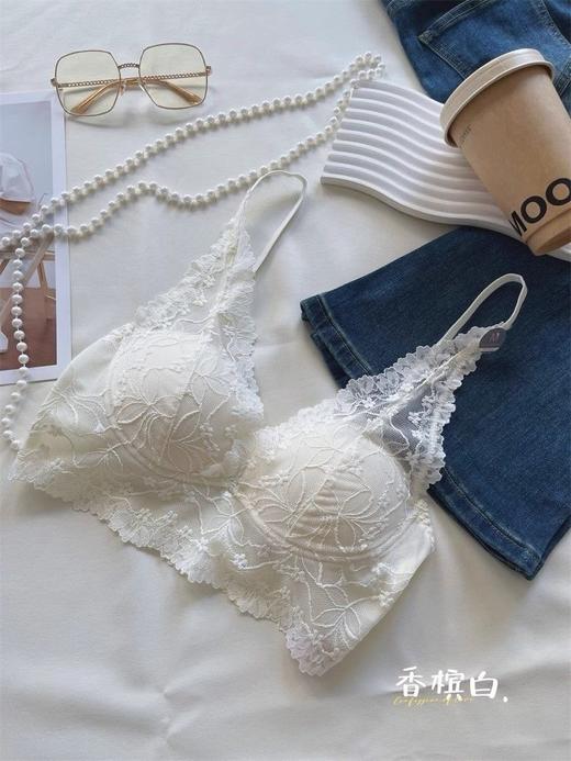 【限时购！79抢2件！】万络媞法式仙女内衣 V领蕾丝花边优雅精致薄款网纱轻盈美背文胸 商品图5