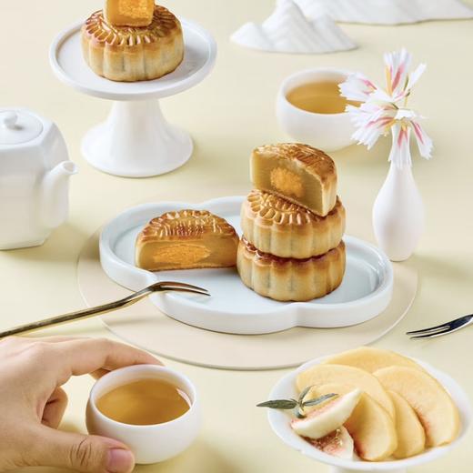 华美 低糖蛋黄纯白莲蓉月饼/低糖豆沙陈皮月饼 广式月饼 150g(3枚) 商品图3