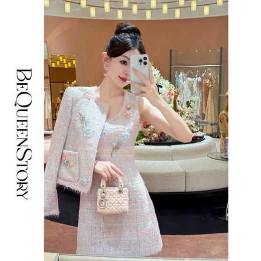 余潇潇【花阀千金】经典重工编织立体贴花小香风外套&收腰背心裙 商品图3