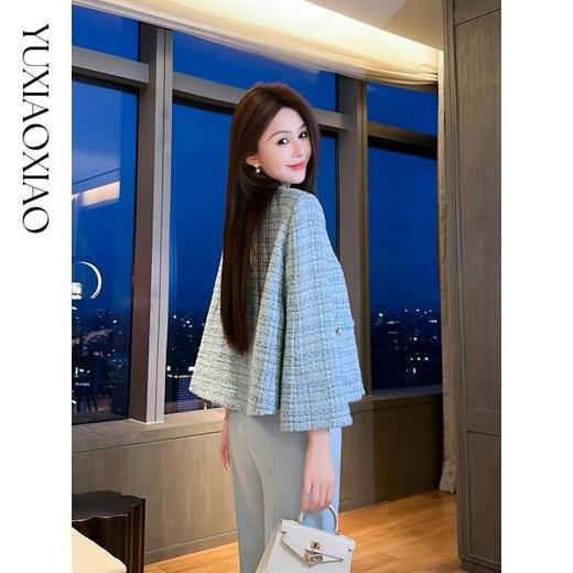 余潇潇【海蓝女星】时尚百搭绵羊毛高级层次感小香风圆领短款外套 商品图2