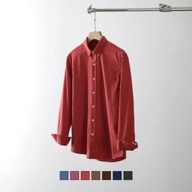 多色可选 全棉水洗磨毛 经典休闲轻商务百搭纯色翻领长袖衬衫衬衣
