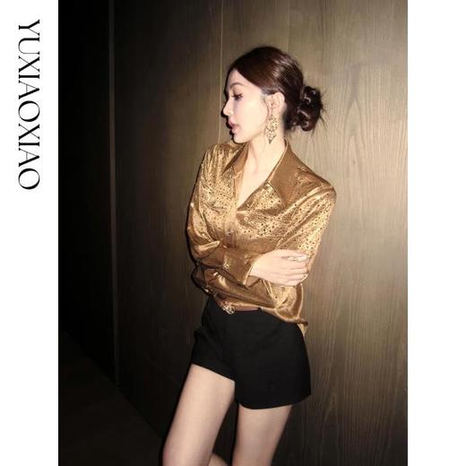 余潇潇【都市魅影】气质显瘦天丝立体裁剪时尚A版短裤玫瑰腰带设计 商品图3