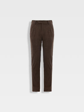 callisto橄榄棕灯芯绒罗马柱条纹休闲裤