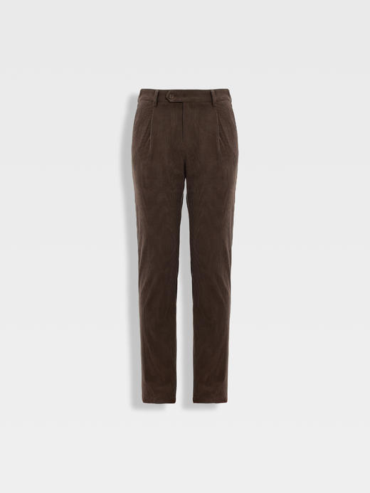 callisto橄榄棕灯芯绒罗马柱条纹休闲裤 商品图0