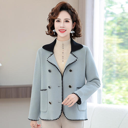 W211-7730-105-168小香风风妈妈秋装针织翻领外套2025新款中老年女装春秋洋气夹克开衫 商品图2