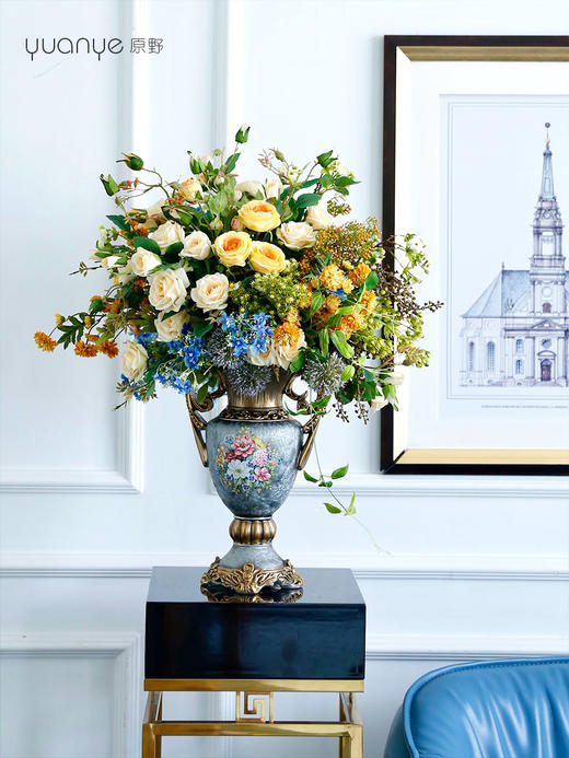 欧式轻奢仿真花假花摆件酒店餐桌客厅玄关摆设电视柜玄关装饰花 商品图5