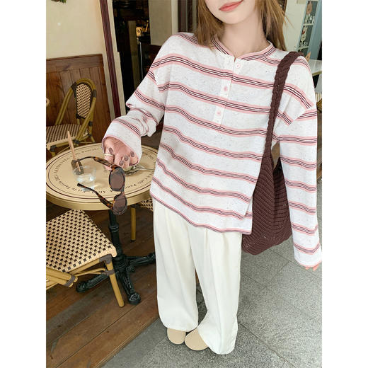 【129元任选2件】现货！条纹宽松百搭长袖T恤 商品图3