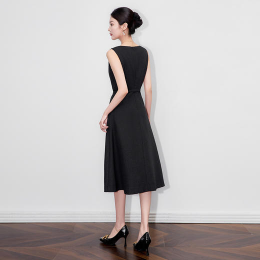 「高货wl」全新升级【铂金会员330/天猫439/差价109】(03120)洛诗琳法式高级感方领无袖连衣裙2025秋季收腰大摆背心裙 商品图1