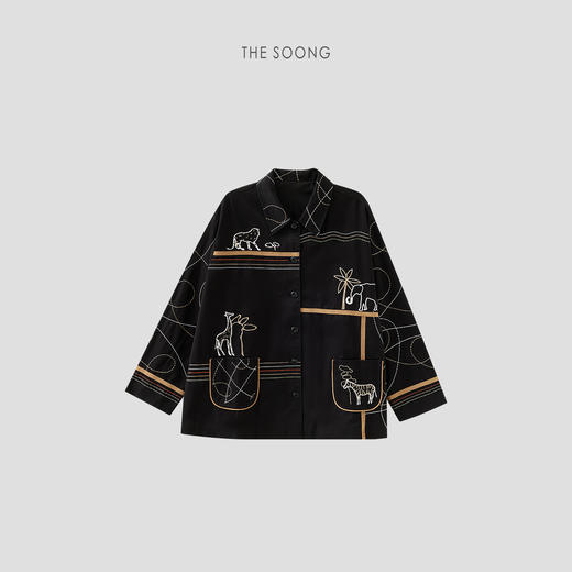 THESOONG/几何学 纯棉匠心万针刺绣翻领外套HWWT7515 商品图4