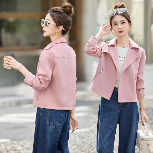 复古休闲百搭减龄，翻领夹克上衣麂皮绒外套HR-7705 商品图3