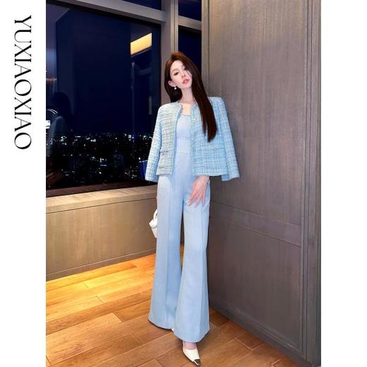 余潇潇【海蓝女星】时尚百搭绵羊毛高级层次感小香风圆领短款外套 商品图4