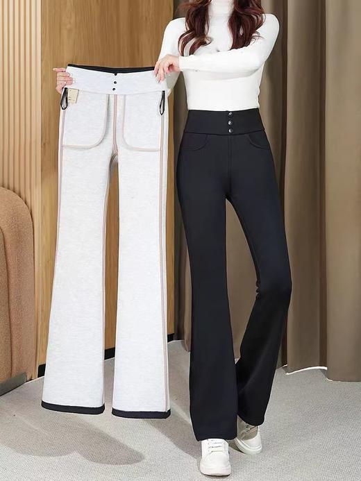 五只白鹅—抗菌貂绒蚕丝微喇裤女秋冬加绒加厚高腰显瘦收腹裤子9165 商品图4