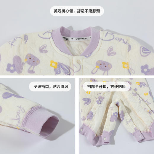 贝贝怡新生婴儿衣服秋冬夹棉保暖连体衣男女宝宝哈衣爬服冬装ZB4EL024 商品图3