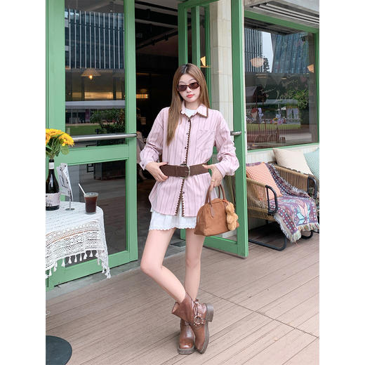 【169元任选2件】现货！粉拼咖设计Polo衬衫 商品图3