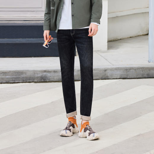 半身缘男裤 秋季都市休闲牛仔裤棉柔软修身潮流253301U10130063 商品图0