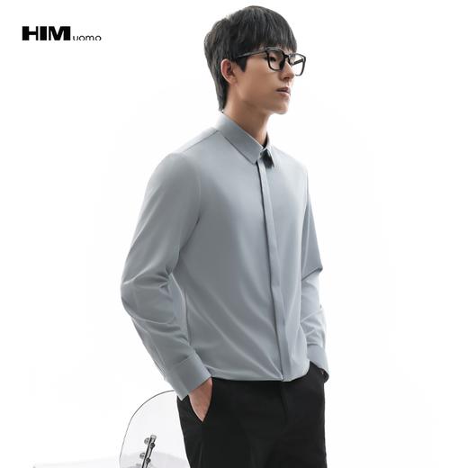 HIM漢崇  暗门襟基础款修身衬衫日常通勤职业商务正装衬衣2025秋季 商品图0