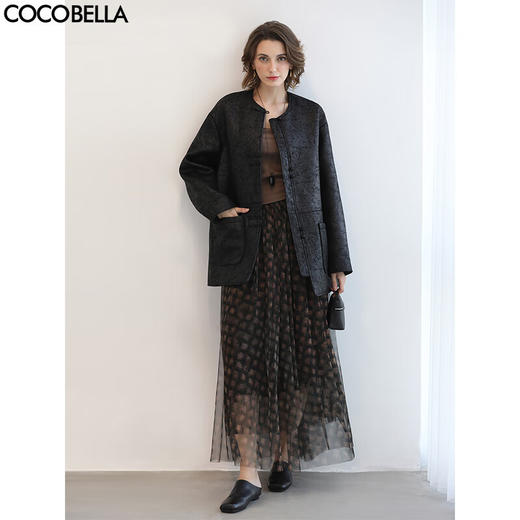 COCOBELLA不规则大摆格子伞裙女新款网纱半身裙混搭长裙HS3086 商品图0