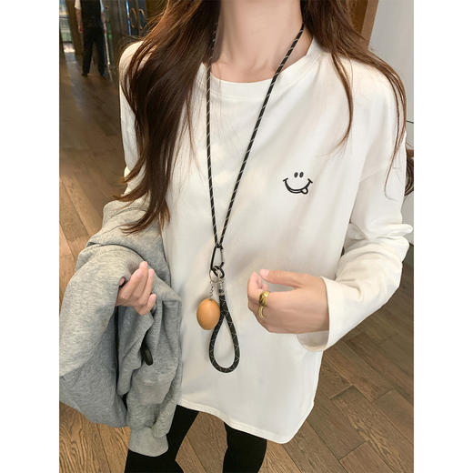 【129元任选2件】现货！简约笑脸印花长袖T恤 商品图1