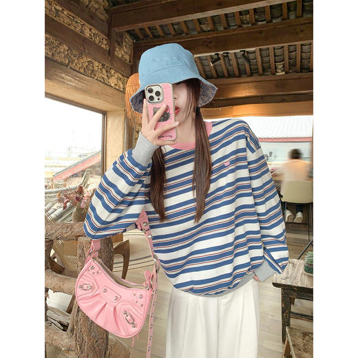 <曾小咸推荐>3.20现货秒杀 ！微信超特价！韩系撞色条纹卫衣 日常179.99 立减100 秒杀79.99！！ 商品图4