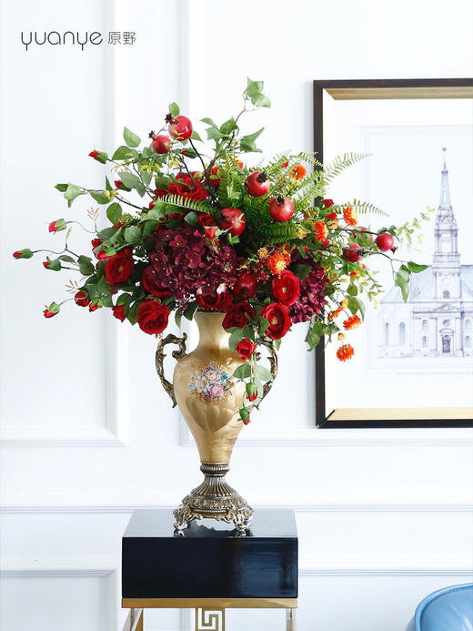 欧式轻奢仿真花假花摆件酒店餐桌客厅玄关摆设电视柜玄关装饰花 商品图2