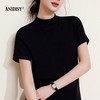 2026春天丝羊毛时尚简约半高领短袖修身套头T恤 商品缩略图3