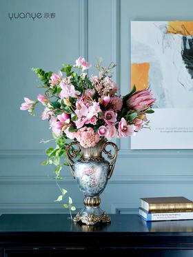 欧式轻奢仿真花假花摆件酒店餐桌客厅玄关摆设电视柜玄关装饰花