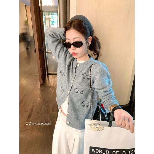 <曾小咸推荐>现货秒杀！微信超特价！可爱小狗刺绣针织开衫 日常169.99 立减90 秒杀79.99！ 商品图2