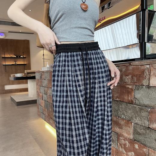 卷卷紫美式风格纹垂感直筒裤 面料软糯有垂感 宽松舒适 复古慵懒休闲百搭 商品图4