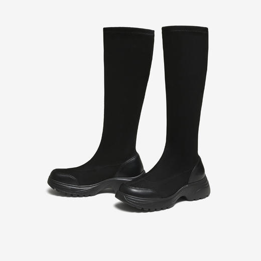 【云粉节】BF楼TATA他她长靴厚底长筒靴子时装弹力瘦瘦靴显瘦高筒骑士靴7PJ80DG5吊牌价1099 商品图1