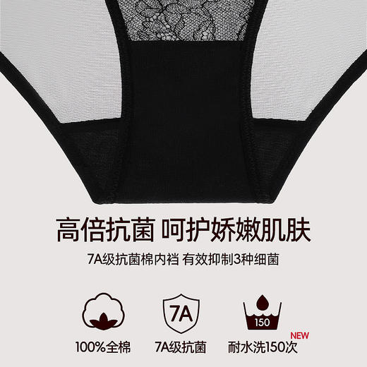 3条98元好奇蜜斯蕾丝内裤女性感7A抗菌纯棉裆舒适透气低腰夏薄款  西娜、拉克 商品图2