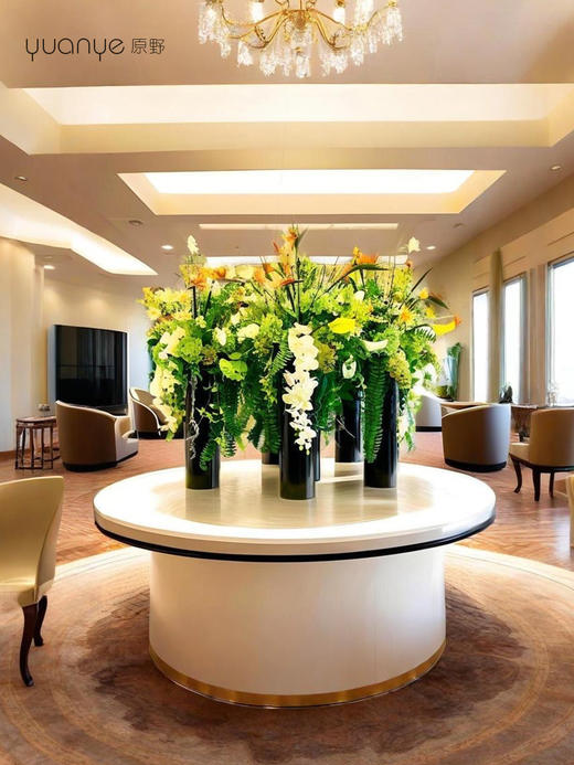 高档酒店大堂仿真假花摆设件圆桌大厅售楼商场会所别墅组合装饰花 商品图2