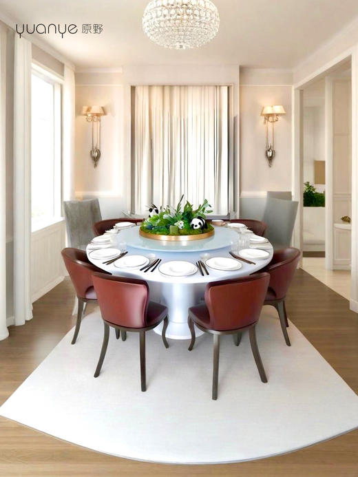 熊猫竹子餐桌花摆花高端仿真花假花酒店大圆桌转盘餐厅装饰摆设件 商品图3