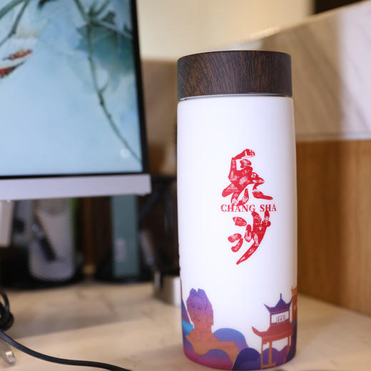 长沙印象双层肤感陶瓷保温杯 商品图1