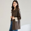 「高货sh」全新升级【铂金会员477/天猫639/差价162】(04445)洛诗琳时尚条纹拼接皮衣2025秋季复古翻领百搭风衣外套女 商品缩略图0