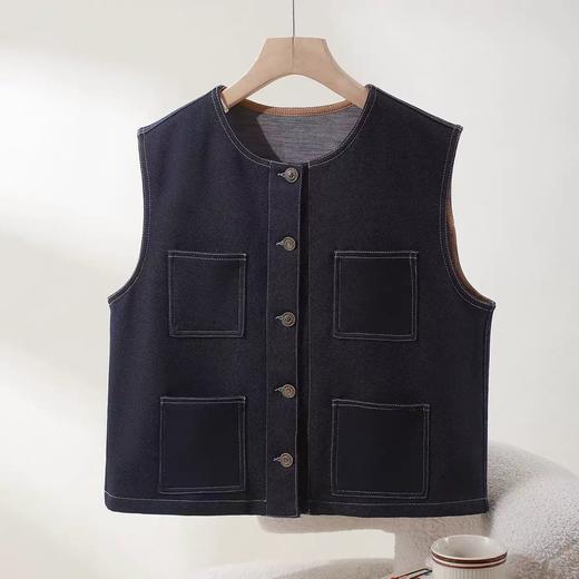 五只白鹅—2025秋冬新款羊毛蚕丝天丝牛仔马甲外穿马夹2533 商品图5