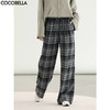 COCOBELLA通勤格纹阔腿裤秋新款休闲裤女小个子直筒裤PA3093 商品缩略图0