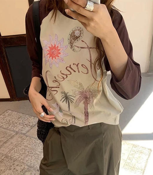 100%棉设计师款打底衫T恤衫08252 商品图5