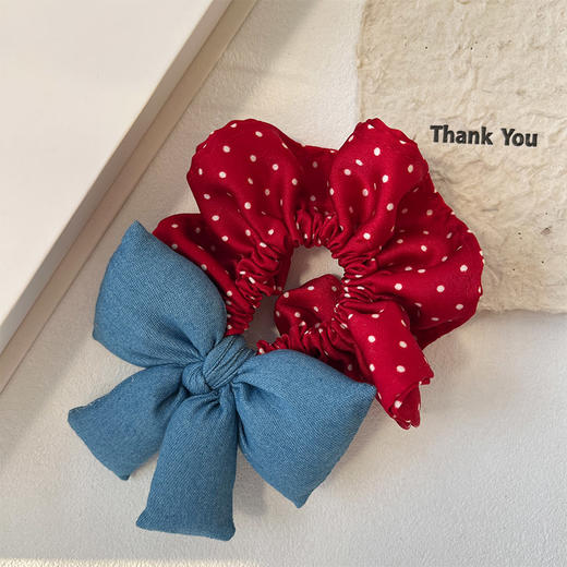 甜美可爱红色蝴蝶结波点发圈纪念日百货门店同款165543370 商品图0