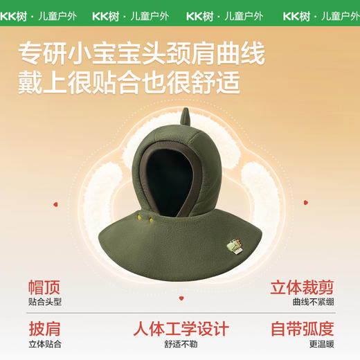 【云优选】KK树宝宝帽子秋冬新款婴儿围脖一体男童女孩保暖护耳帽套头披肩帽小动物奇遇披肩帽 商品图2