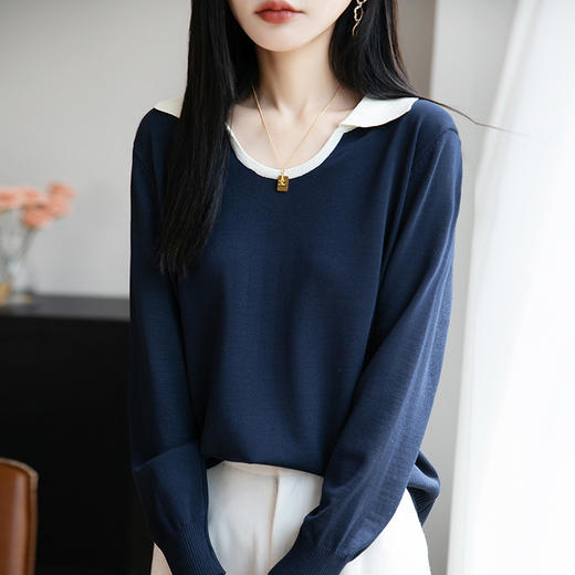 宽松时尚翻领打底衫，显瘦减龄遮肚子内搭毛衣CC-XIX-8083 商品图1
