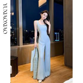 余潇潇【海蓝女星】轻奢时尚羊毛柔软亲肤小香风宽松显瘦连体裤新款