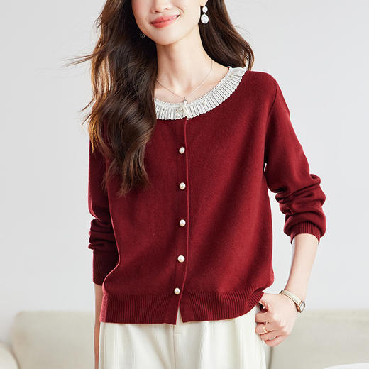 珍珠扣短款针织开衫，减龄轻奢毛衣外套CC-XFY3059 商品图0