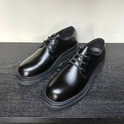 舒适与时髦兼具！浓浓英伦风 黑色厚底增高 圆头德比鞋 低帮皮鞋 商品图0