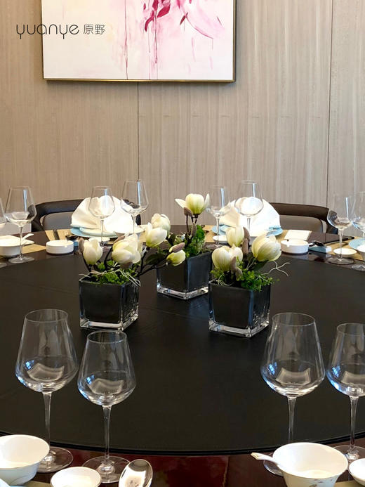 酒店包厢桌面装饰花假花大圆桌转盘中间摆设件轻奢组合餐桌花摆花 商品图3