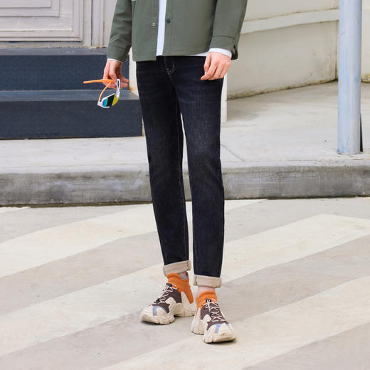 半身缘男裤 秋季都市休闲牛仔裤棉柔软修身潮流253301U10130063 商品图1