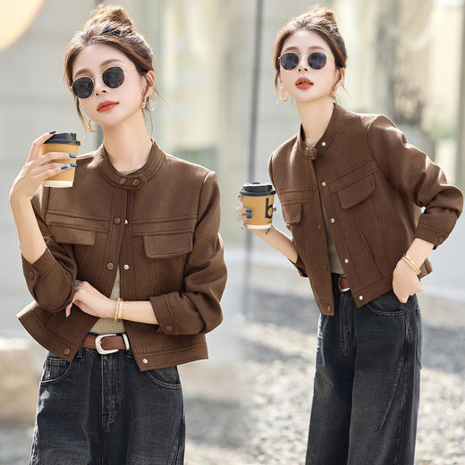 气质休闲立领巨好看的，美拉德机车夹克上衣麂皮外套HR-7703 商品图3